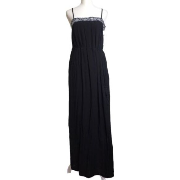 Lulus Dresses & Skirts - Lulus Dress Womens Small Black‎ Rockaway Beach Embroidered Maxi Gauzy Strappy